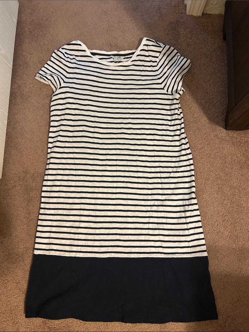 Boden Navy and White Striped Tee Dress